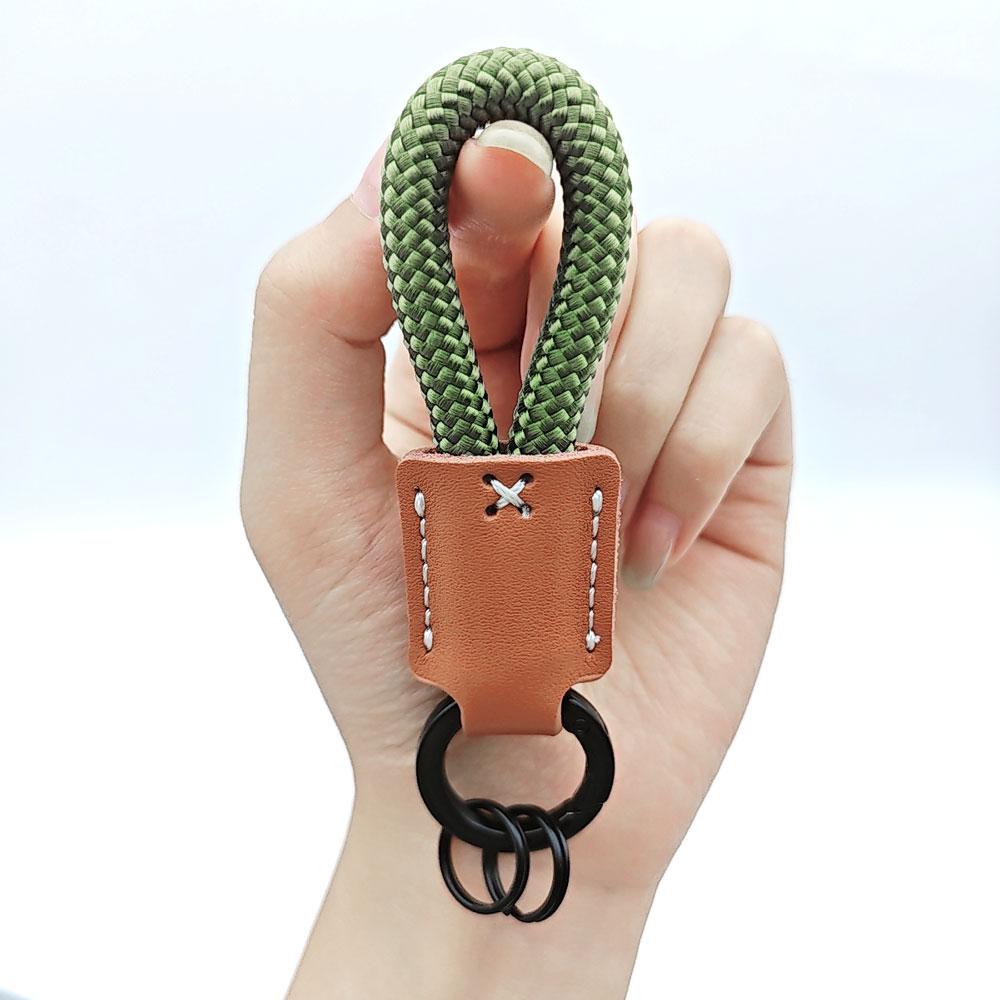 

Personalized Custom Name Engraved Leather Braid Rope Keychain Anti Lost Handmade Car Key Chain Ring Pendant Women Men Gift Custom Name