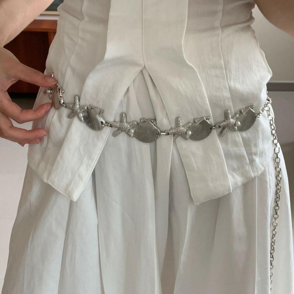 Zinc Zinc Alloy Pearl Shell Starfish Waist Chain Ornaments Starfish Beach Body Chain  Girls Couple Gift