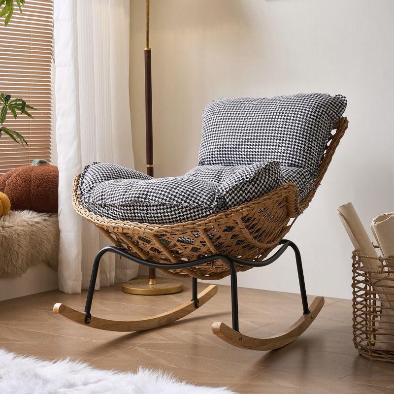 Rattan Rocking Recliner Chair - Lazy Sofa for Indoor/Outdoor Leisure