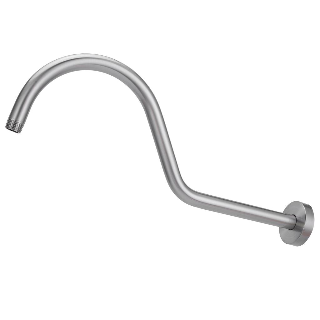 NPT1/2 Shower Arm Kit 17in WallMounted Brushed Shower Head Extension Rod Pipe Bathroom Accessory