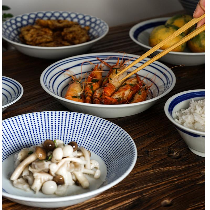 1pc Japanese Style High Temperature Underglaze Color Ceramic Dish, Round Hand-painted Porcelain Tableware for Home Restaurant 4 Style