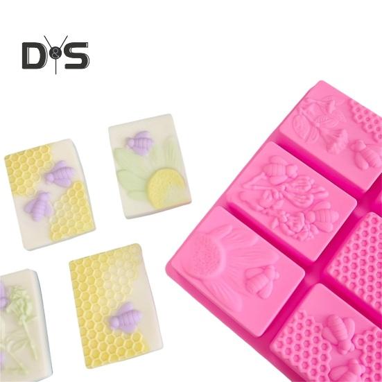 Non Stick Soap Mold Y Reusable Handiwork 3D Rectangle Bee Silicone Pastry Mold