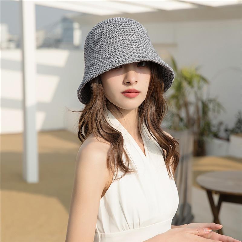 Bucket Hat Women's Face Revealing Small Spring and Summer Sunshade Hollow Thin Breathable Sun Hat Bucket Basin Hat