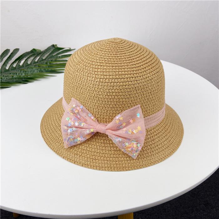Summer Children's Straw Bag Bow Hat Set Sun Hat Basin Hat Messenger Bag Girls Shoulder Bag Change Bag