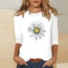 Women's O-neck 3/4 Sleeve  Print Top