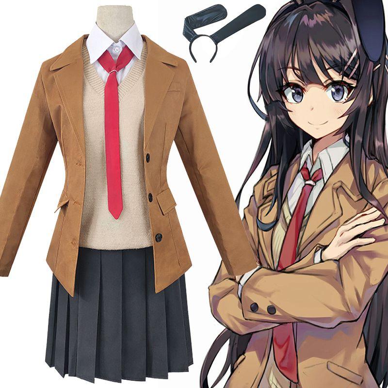 Premium Seishun Buta Yarou Wa Bunny Girl Sakurajima Mai Cosplay Costume Full Set Outfit For Captivating Parties And Events