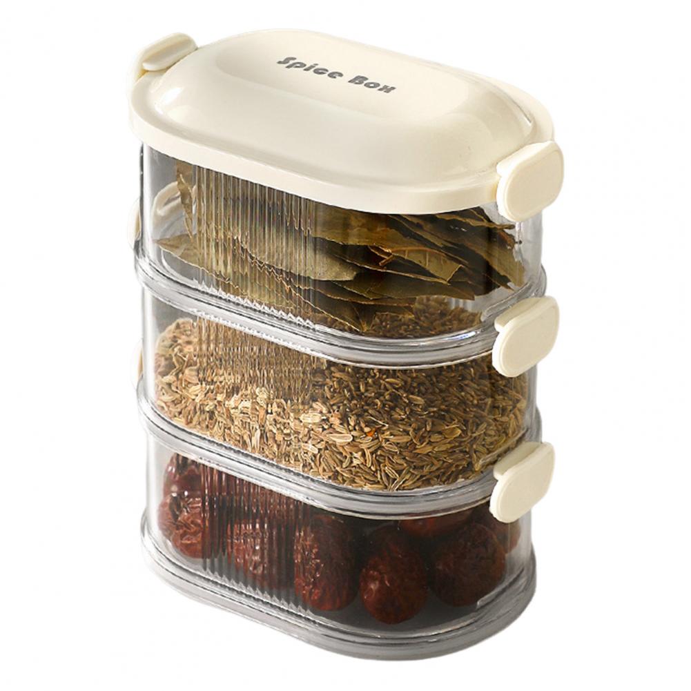 

Spice Organizer Spice Container with Capacity Storage Box top Design Dustproof Seal Moisture proof Food Storage for Easy белый