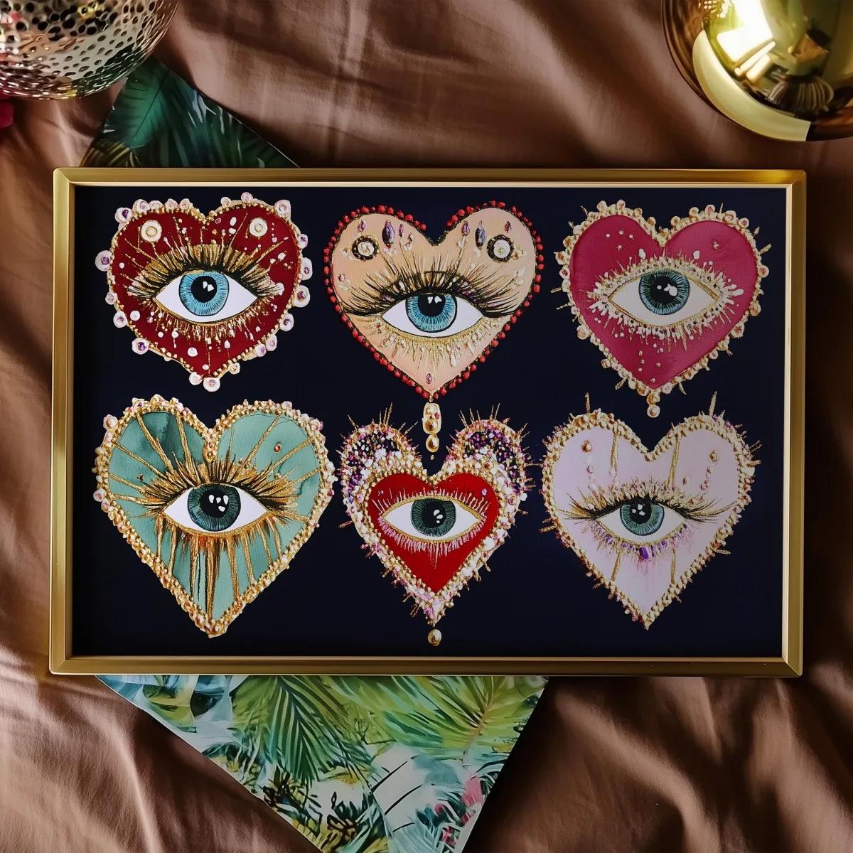 

Gothic Evil Eye Heart Canvas Print Poster Vintage Dark Maximalist Turkish Blue Eye Trendy Home Decor Art Poster Gifts-unframed 21cm×30cm NoFrame