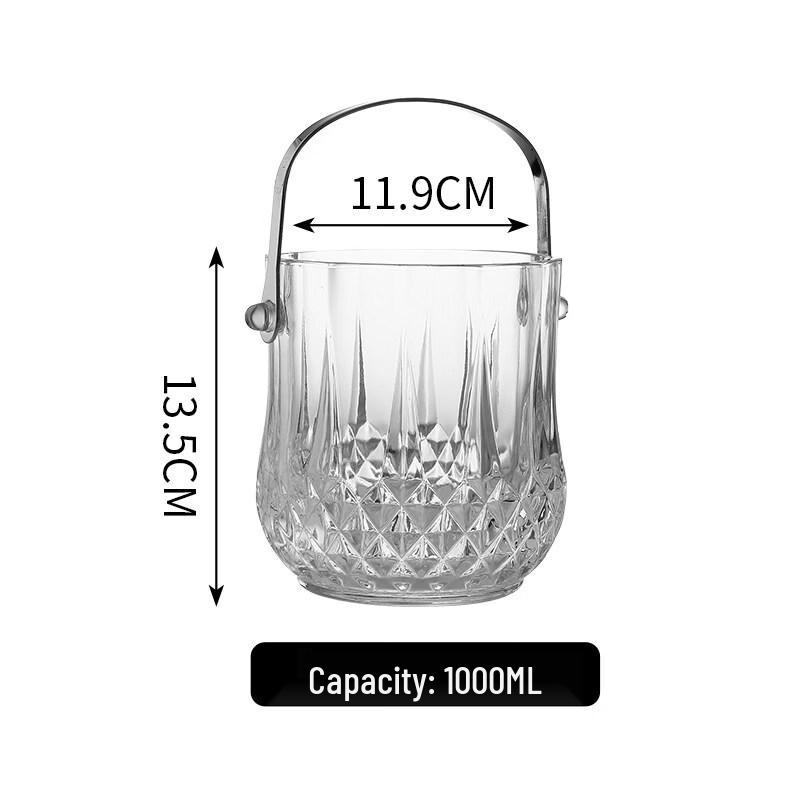 ZISIZ Insulated Thickened Glass Ice Bucket