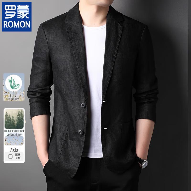 ROMON Men s 100% Linen Casual Suit Jacket S