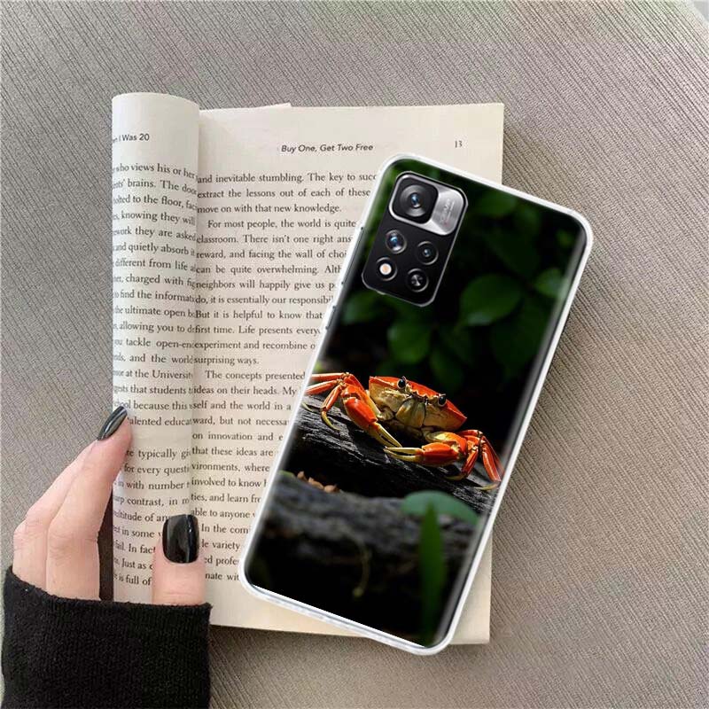 Unique Animal Crab Phone Case For Redmi Note 13 12 Pro Plus 14 15 Pro 5G 11 11T 11E 11S 10 Pro 10S 9 9S Cover Cell Clear TPU Cap