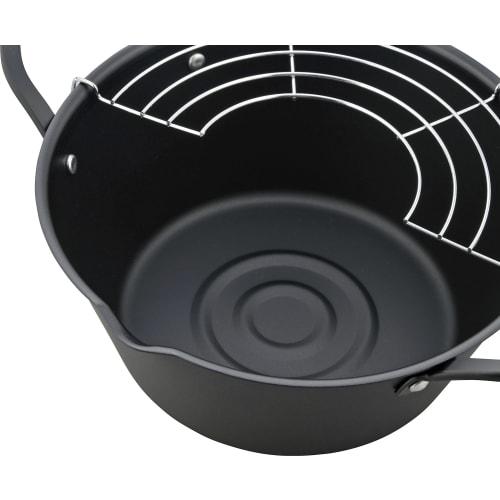 Wahei Freiz AR-6290 Tempura Pot, 22cm, Deep, IH Compatible, Gas, Iron, Deep-Fried Pot, Tempura, Both Hands, Made in Japan, Deep-Fried Pot