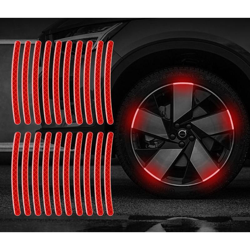 20pcs Car Wheel Reflective Colorful Laser Luminous Tire Anti-collision Stickers Personalized Creative Motorcycle Electric Car Stickers