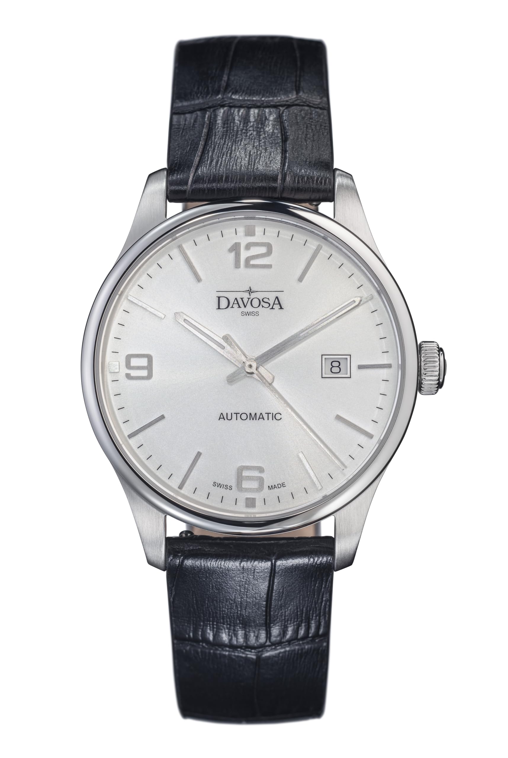 

Mechanical Automatic Date Gentleman Swiss Made Black [Davosa] 161.566.14 Men s срібний