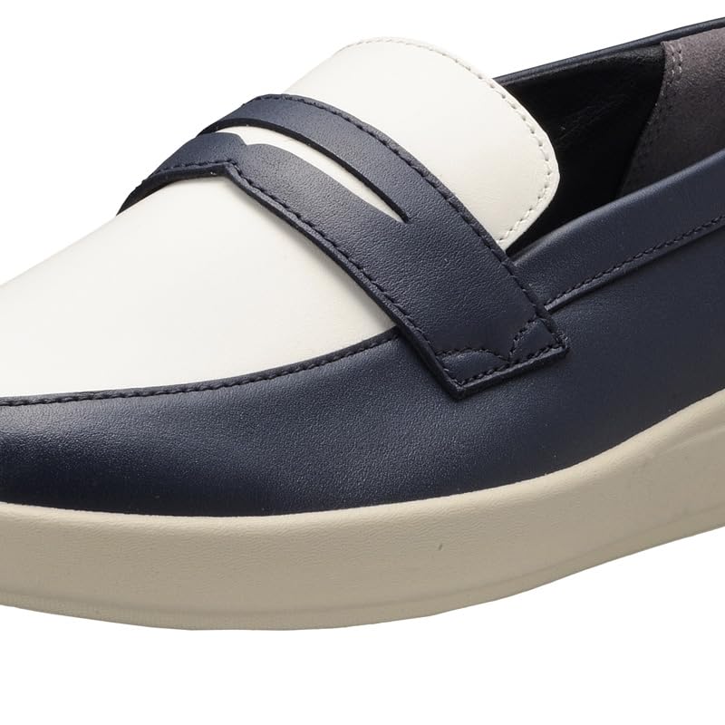 Achilles Sorbo Women's Genuine Leather Loafers, Size 2E, Navy/White, Size 23.5cm, ASC 6010