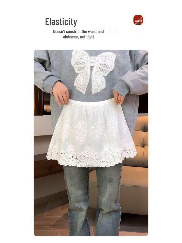 Versatile Mid-Length Lace Skirt: Year-Round Elastic Waist Skirt for Modest Coverage