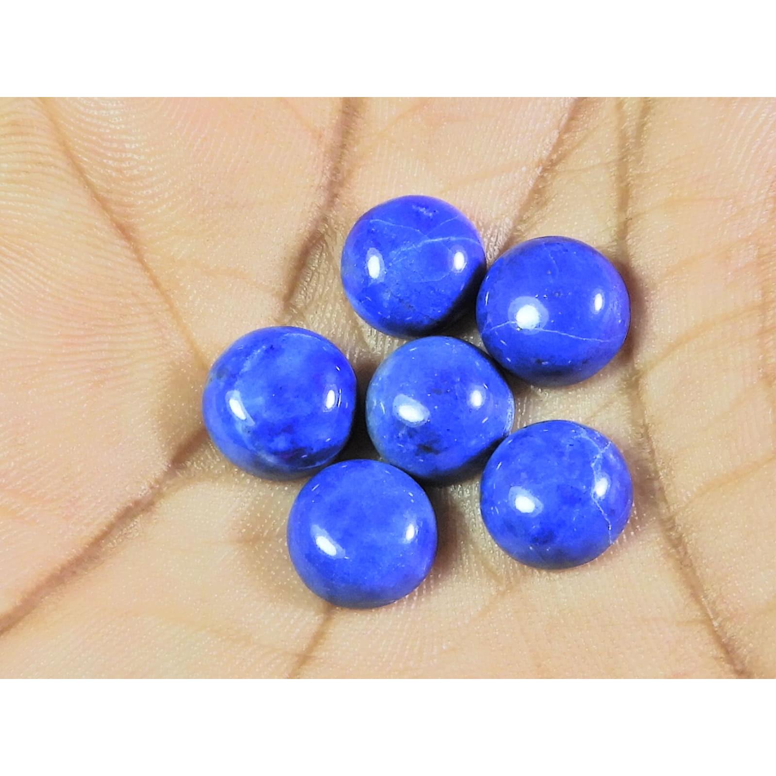 

9 ММ Натуральный Лазурит Круглый Кабошон Свободный Драгоценный Камень Лот 6 Шт. 18 Карат. А-500
