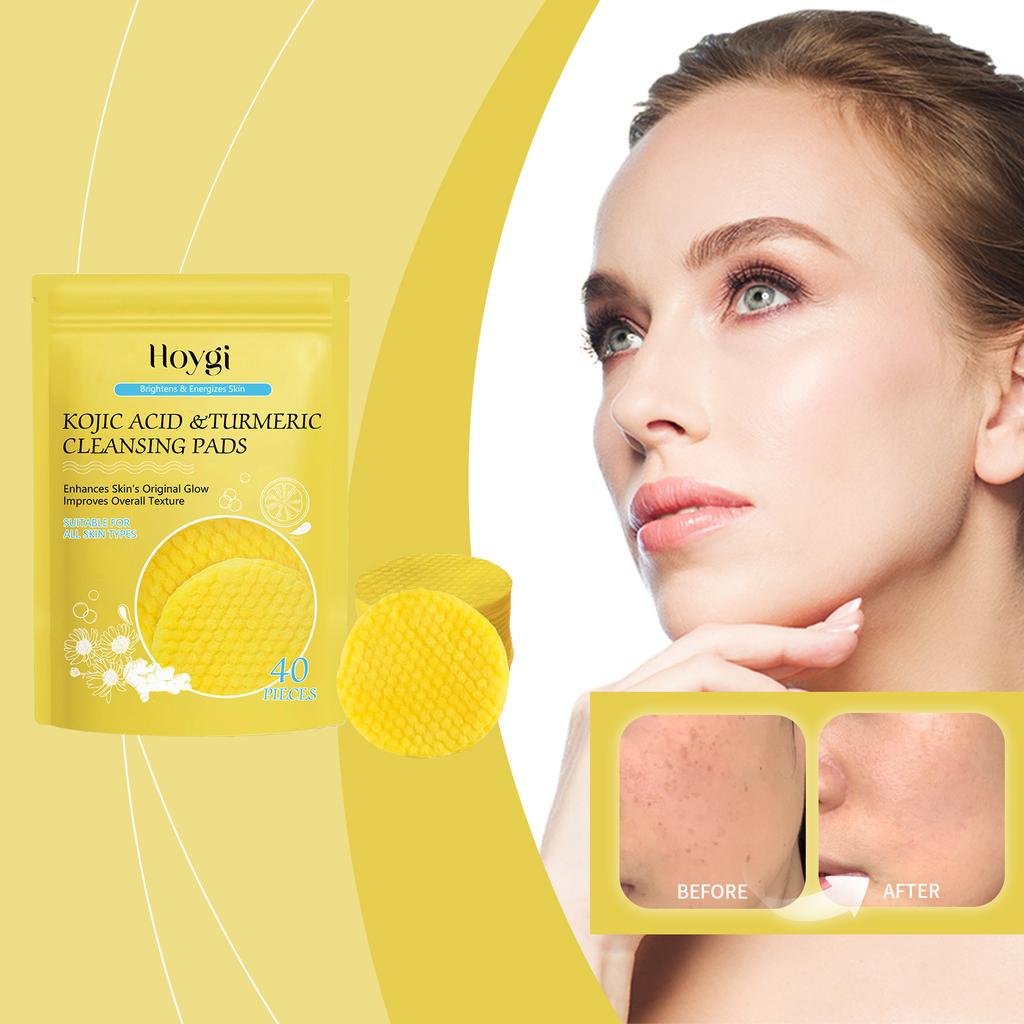 40pcs Set Turmeric Cleansing Pads Kojic Acid Turmeric Cleansing Pads Wet Compress Refreshing Deep Cleansing Daily Skin Care Essential