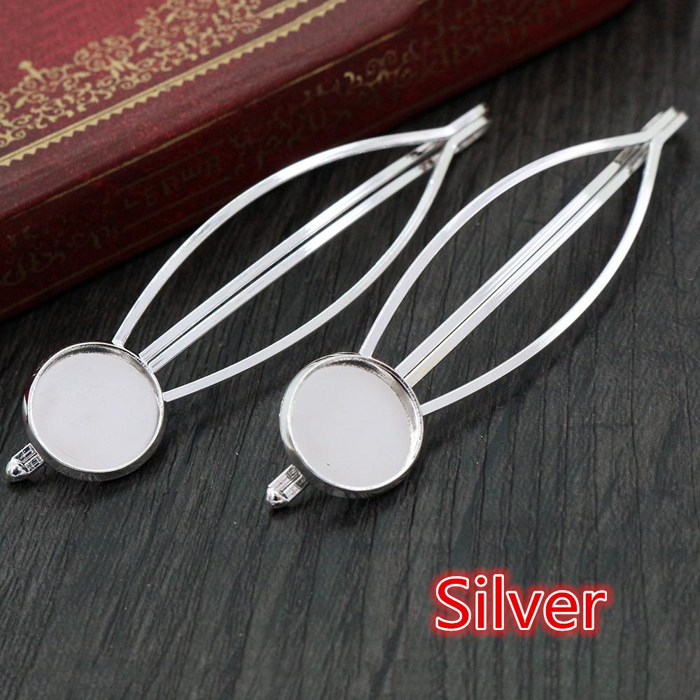 Fashion 12mm 10pcs 5 Styles High Quality 6 Colors Copper Material Hairpin Hair Clips Hairpin Base Setting Cabochon Cameo Base