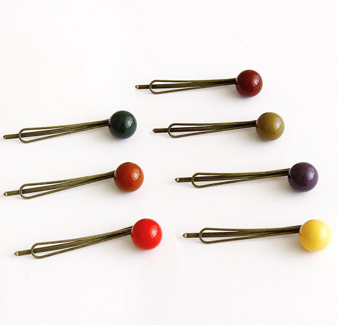 Retro Korean Sugar Bean Hairpin: Colorful Beaded Clip for Adult Bangs