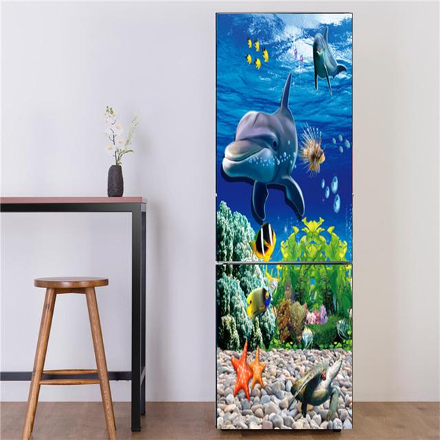 Underwater World Fish Sticker For Fridge Door Adhesive Waterproof Furniture Decoration Poster Wall Decal Kids Room Home Decor