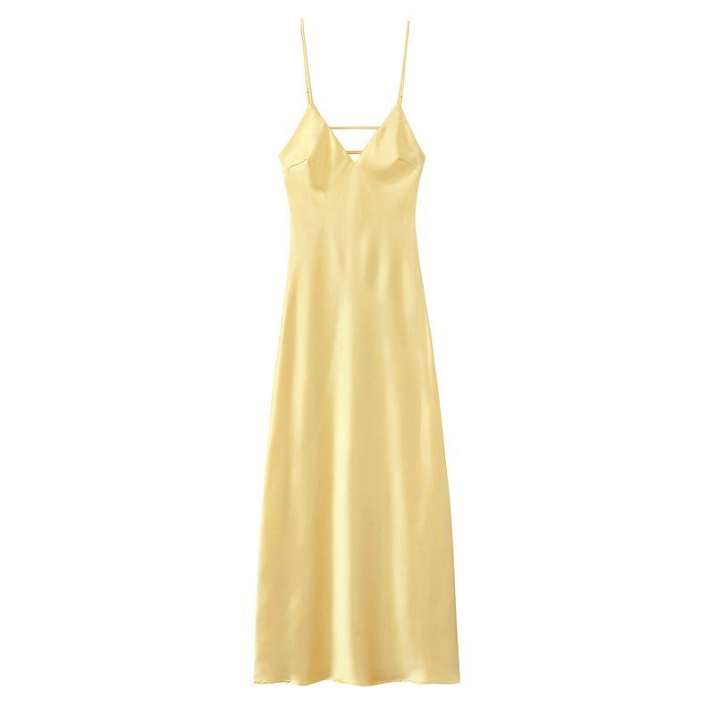 Kaslead New Women Clothes Western Style Silk Satin Texture Sleeveless Midi Dress 2452331 300