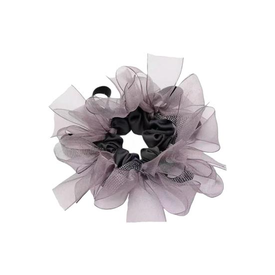 

Women Hair Band Organza Bow Hair Rope Sparkling Rhinestones Decor Ponytail Holder Hair Styling Tool Hair Accessories фіолетовий