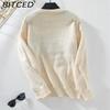 BITCED Floral Sweater Women's Fall/Winter Oversized Fashion Casual O-Neck Knit Top