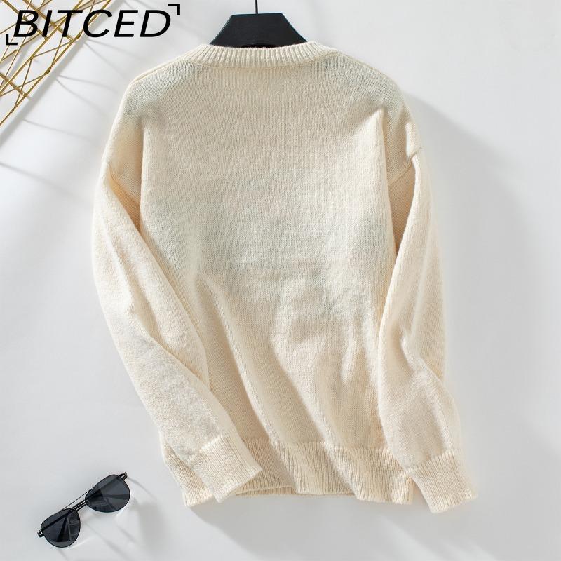 BITCED Floral Sweater Women's Fall/Winter Oversized Fashion Casual O-Neck Knit Top