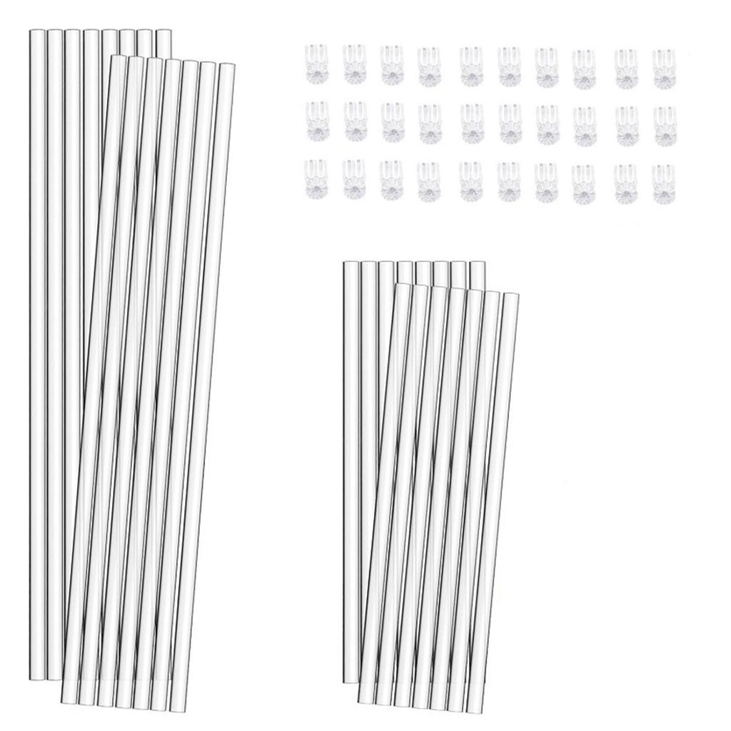30PCS Acrylic Plant Support Stakes 11/16Inch Clear Flower Sticks for Indoor and Outdoor Single Stem Plant with Clip