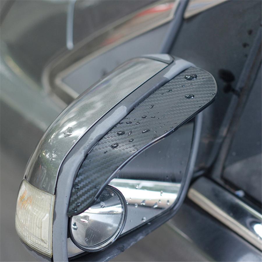 2Pcs Car Rear View Mirror Rain Shield Cover Mirror Rain Guard Carbon Fiber Style