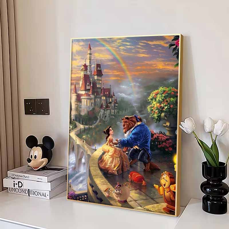 Disney Diamond Painting Classic Romantic Scenes From Beauty and The Beast 5D Diamond Painting Art Embroidery Cross-Stitch Room Decoration