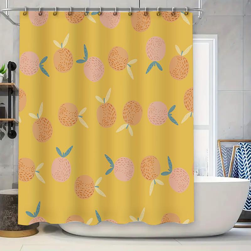 

Modern Minimalist Bathroom Decor Shower Curtain With Peach Blossom Print In Mustard Yellow Size X Large For Bathtub Or Standup S W60H190(CM)-1 Pcs