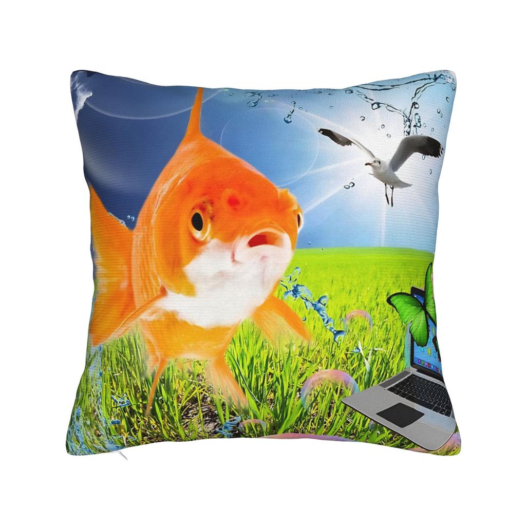 Frutiger Aero Fishies Square Pillow Cases Cushion Covers Awesome Zipper Decor Pillowcase for Seat 40x40cm
