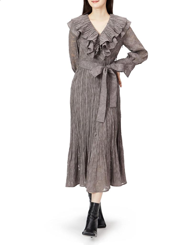 Snidel Volume Frill Jacquard Dress SWFO215041 GBEG 1 Women's