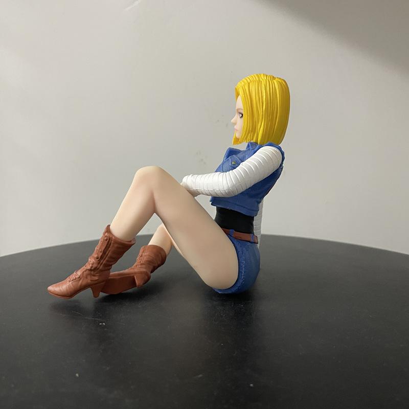 11cm Anime Dragon Ball Z Android 18 Sitting PVC Action Figure Toys Collection Model Gift