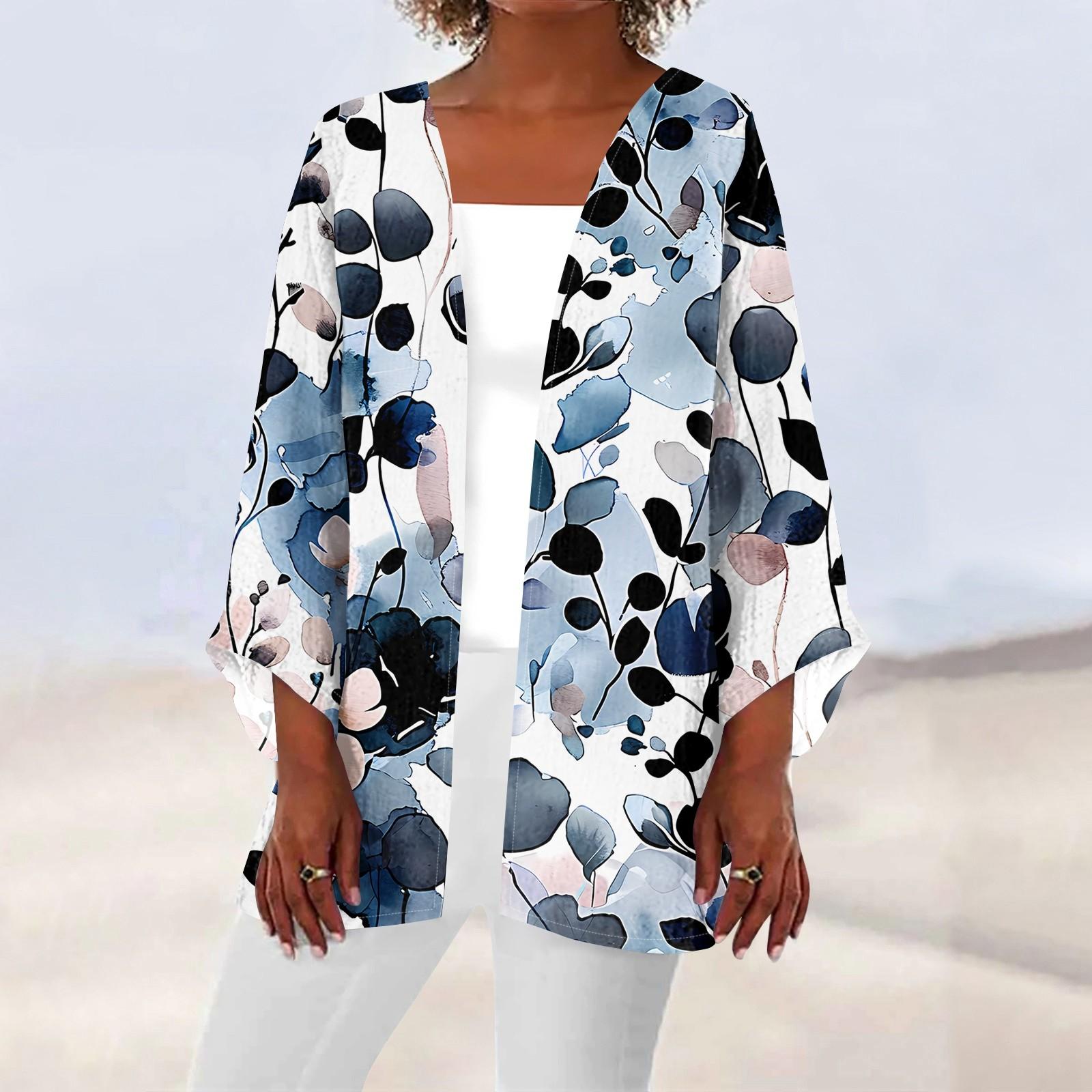 

Женская повседневная модная легкая куртка средней длины с принтом, кардиган XXL