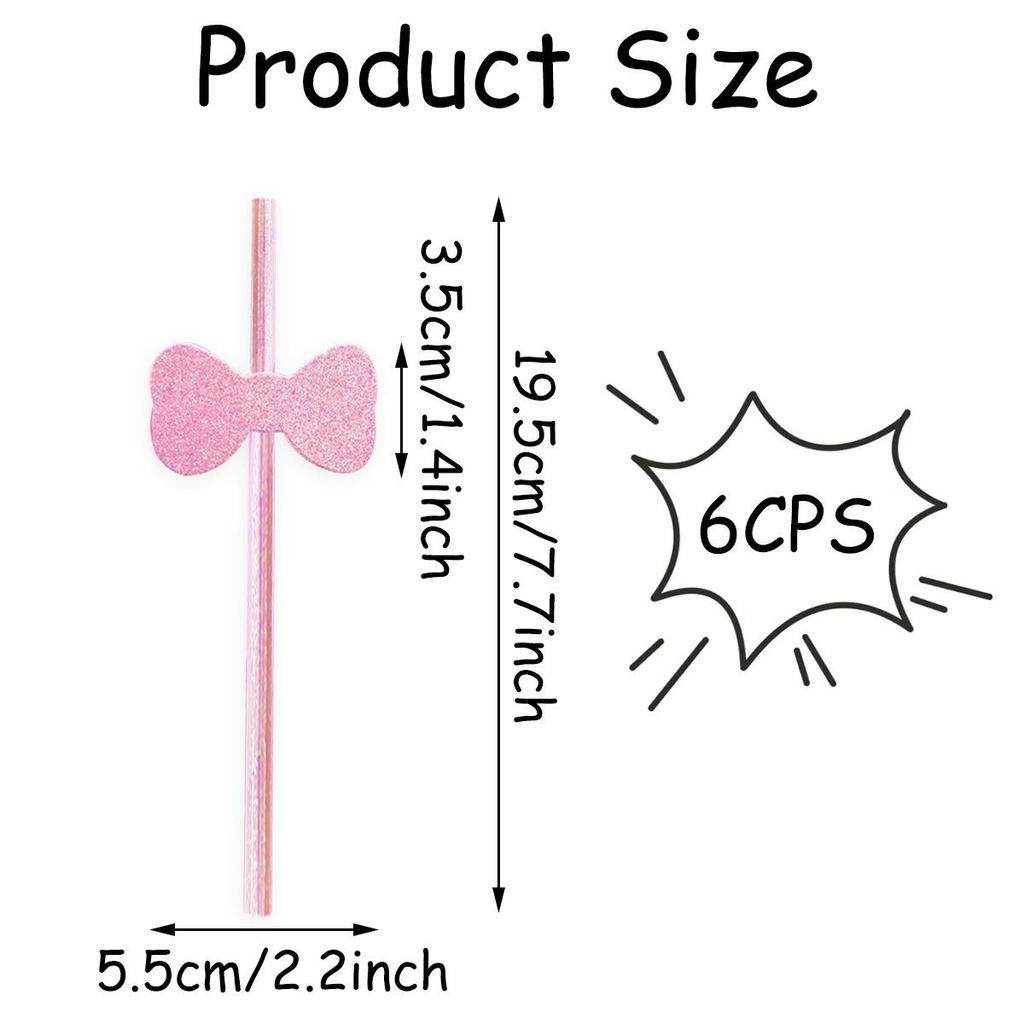 Biodegradable Glitter Bowknot Paper Straws for Cake & Drink Decorations