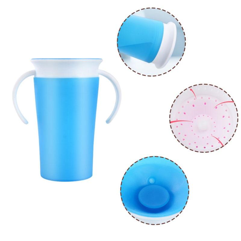 Moderne Nützliche Kinder Fütterung Wunder Baby Lernen Sicher Auslaufsicher 360 Grad Training Trinkbecher Flasche Mit Griffen