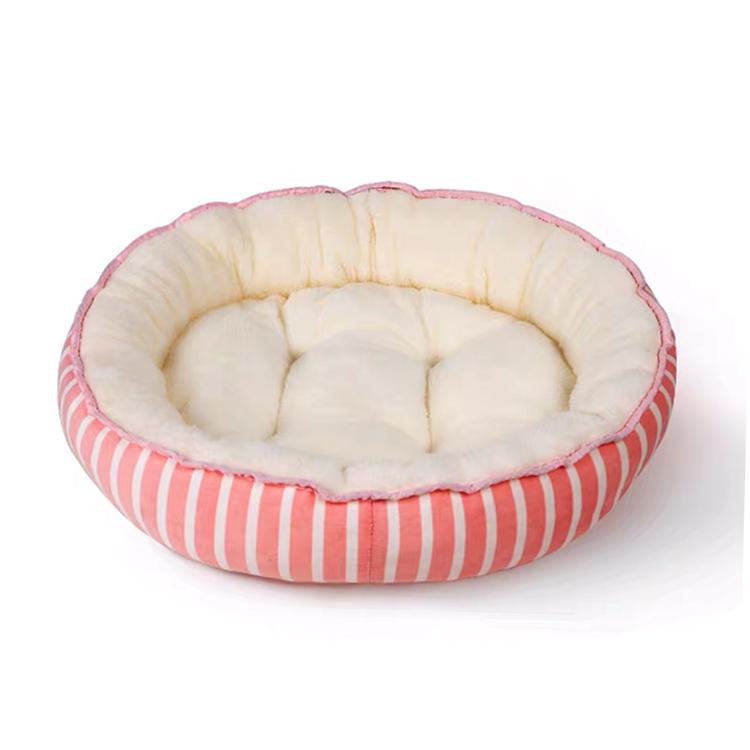 Dropshipping Long Faux Fur Pet Bed Comfortable Waterproof Plush Donut Round Dog Bed Soft Washable Cat Bed Removable Pet Cushion