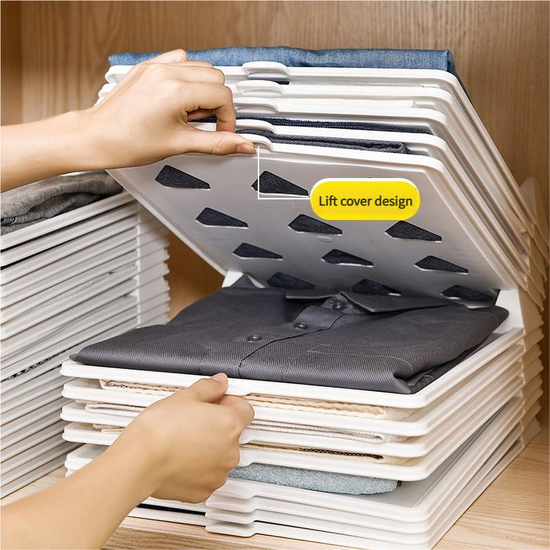 3Pcs Layered Folding Clothes Storage Board Pants T-Shirt Organizer Rack for Home Wardrobe Short Sleeve Classification Stacking Board