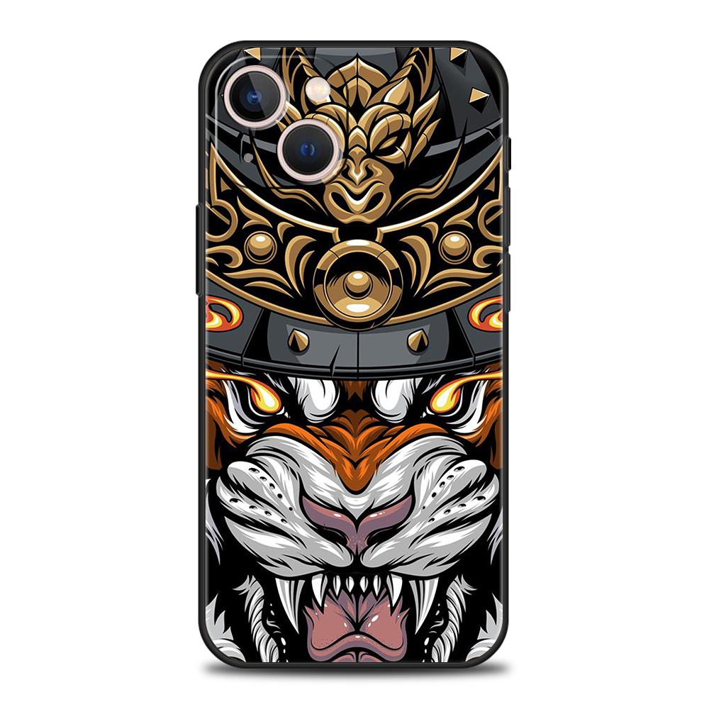 

Japan Samurai Oni Mask Phone Case for iPhone 16 15 14 13 12 Pro Max 11 Pro Max 7 8 Plus XS XR Shockproof Silicone Soft Shell Bag iPhone 16