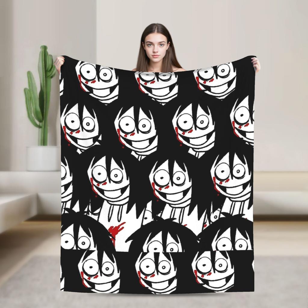 Badezeit Jeff the Killer Flanelldecke Superweiche Kuscheldecke für Schlafzimmer Picknick Lustige Tagesdecke Sofa Bettbezug