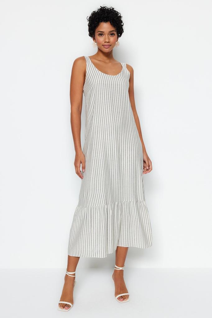 Modisches, lässiges, ärmelloses, fuchsiafarbenes, plissiertes Strick-Midikleid mit Gürtel für Damen