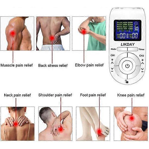 Two-channel  12-mode muscle stimulator with 4 electrode pads