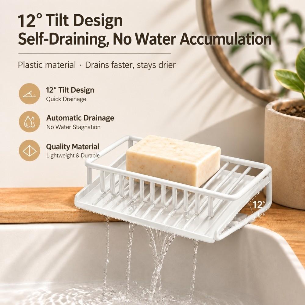 Plastic Bar Soap Holder Self Draining Soap Saver Dish Modern Sponge Dispenser Kitchen Sink