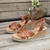 Large size women's sandals 2025 summer new wedge sandals fashion buckle with platform sandals women