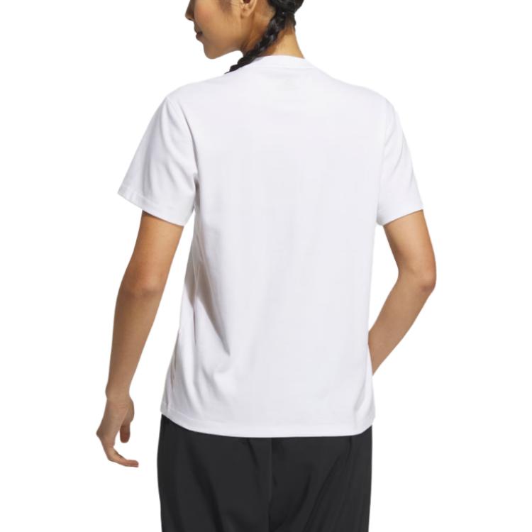 Adidas Letter Print Sports Casual Short Sleeve T-Shirt Women Tops White IS4946