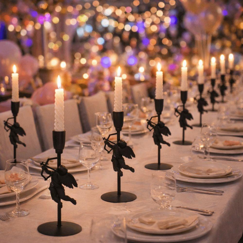 European Style Iron Art Candlestick High Foot Metal Candle Stand Cupid Candle Holder Anniversary