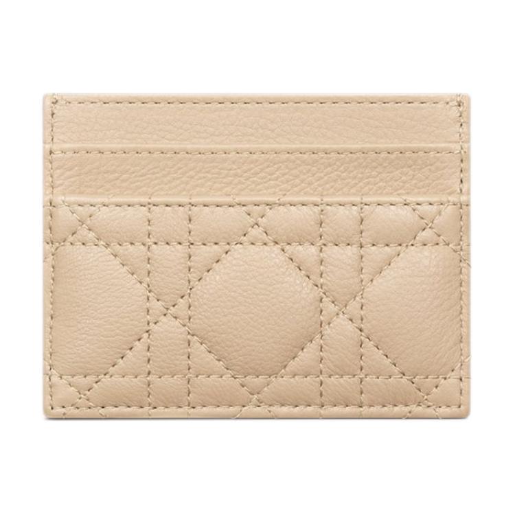 Dior Freesia Metal Logo Diamond Design Calfskin Card Holder Women accessories Pink Beige S5130UWHC-M51U